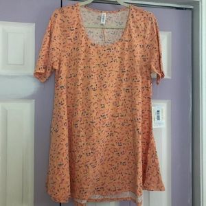 NWT LuLaRoe Orange/Blue/Pink Perfect Tee, Size M
